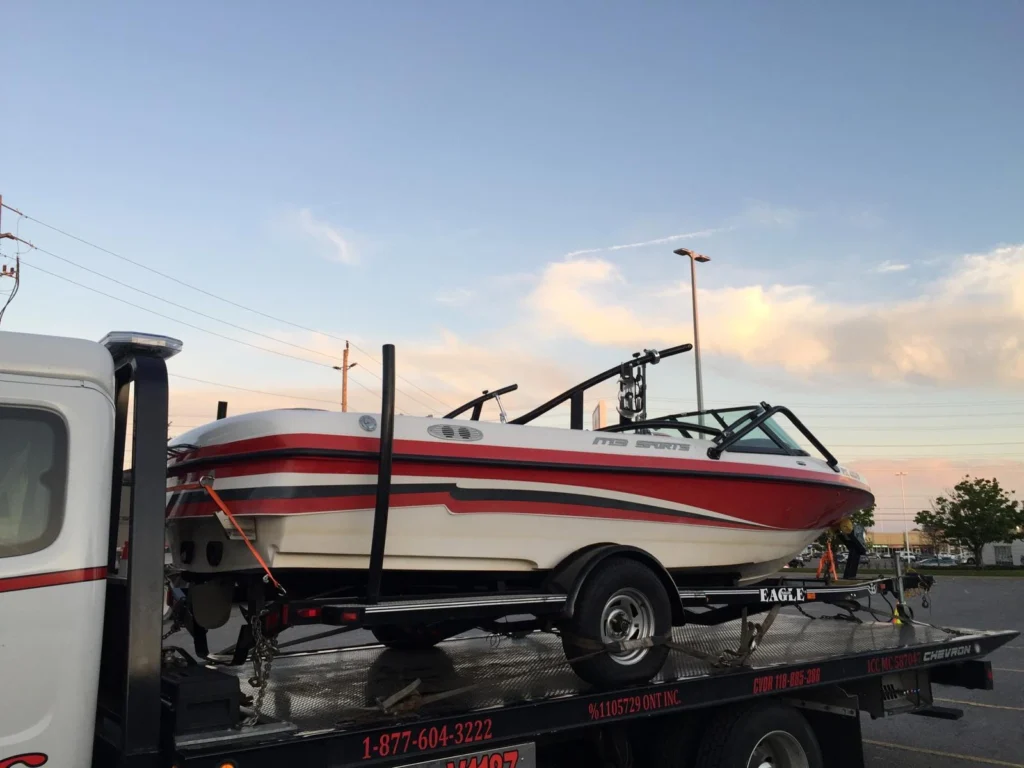 Boat and trailers towing Ajax