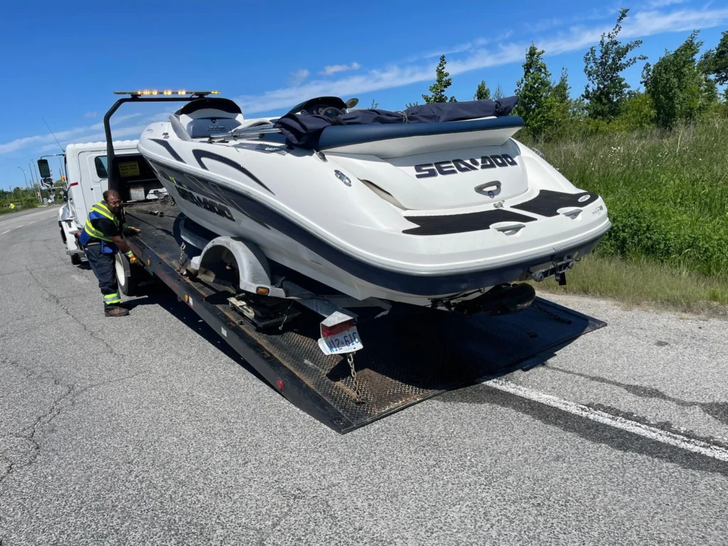 Boat and trailers towing aurora